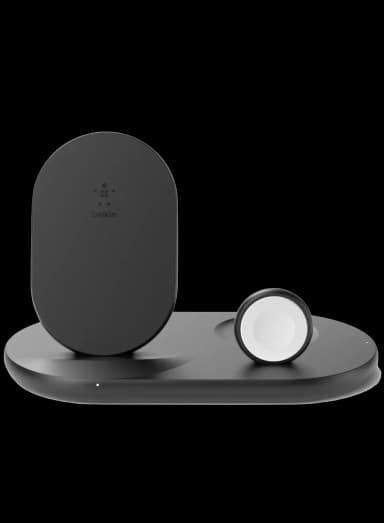 Belkin 3 in 1 Wireless Charger Stand with Plug - Black